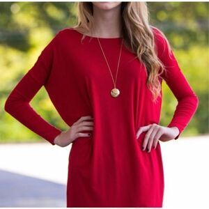 Piko 1988 Bamboo Knit Oversized Knit Top Red Women's Size S